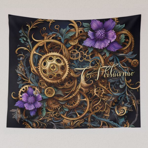 Item preview, Steampunk Flowers and Rusty Clockwork with Dark Background designed and sold by BrandonArtWorld.