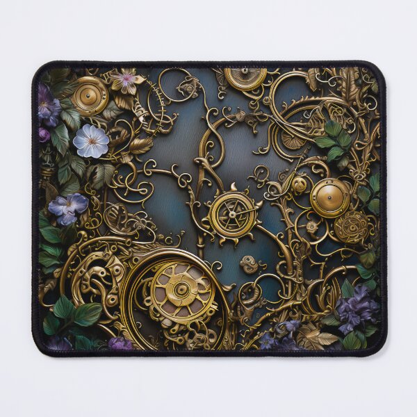 Item preview, Steampunk Flowers and Rusty Clockwork with Dark Background designed and sold by BrandonArtWorld.