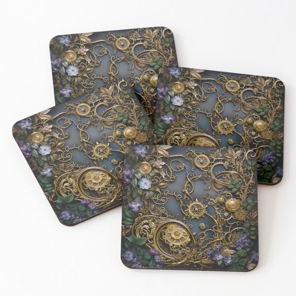 Item preview, Steampunk Flowers and Rusty Clockwork with Dark Background designed and sold by BrandonArtWorld.