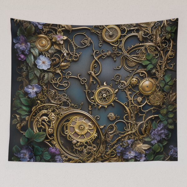 Item preview, Steampunk Flowers and Rusty Clockwork with Dark Background designed and sold by BrandonArtWorld.