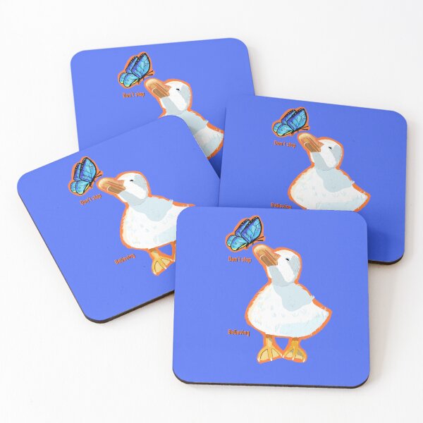 Item preview, Always believe, Happy little duck playing with blue butterfly  designed and sold by altairaleon.