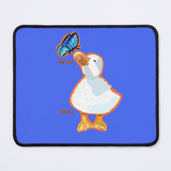Item preview, Always believe, Happy little duck playing with blue butterfly designed and sold by altairaleon.