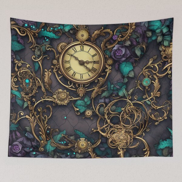 Item preview, Steampunk Flowers and Rusty Clockwork with Dark Background designed and sold by BrandonArtWorld.