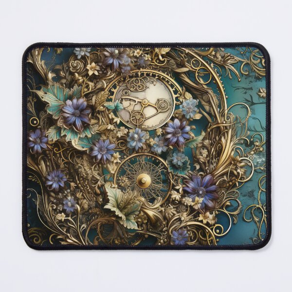 Item preview, Steampunk Flowers and Rusty Clockwork with Dark Background designed and sold by BrandonArtWorld.