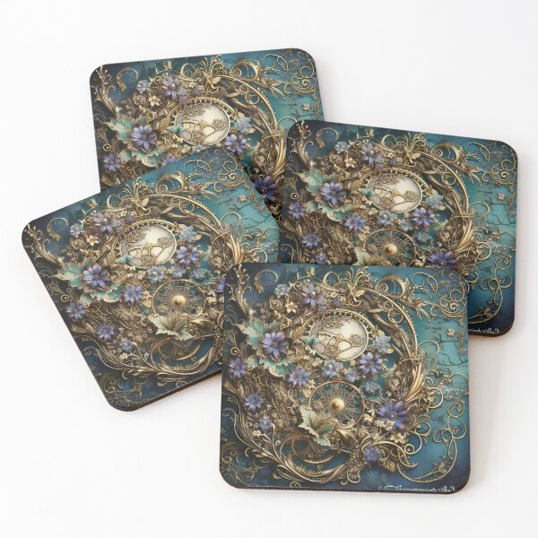 Item preview, Steampunk Flowers and Rusty Clockwork with Dark Background designed and sold by BrandonArtWorld.