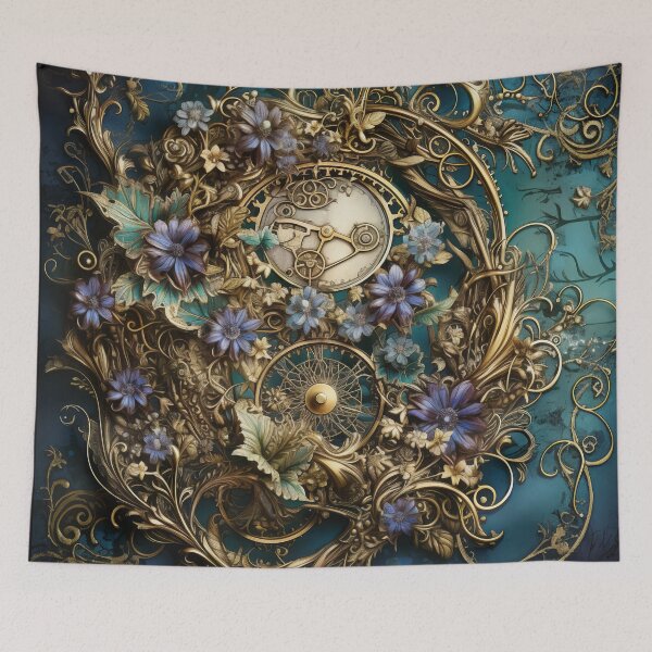 Item preview, Steampunk Flowers and Rusty Clockwork with Dark Background designed and sold by BrandonArtWorld.
