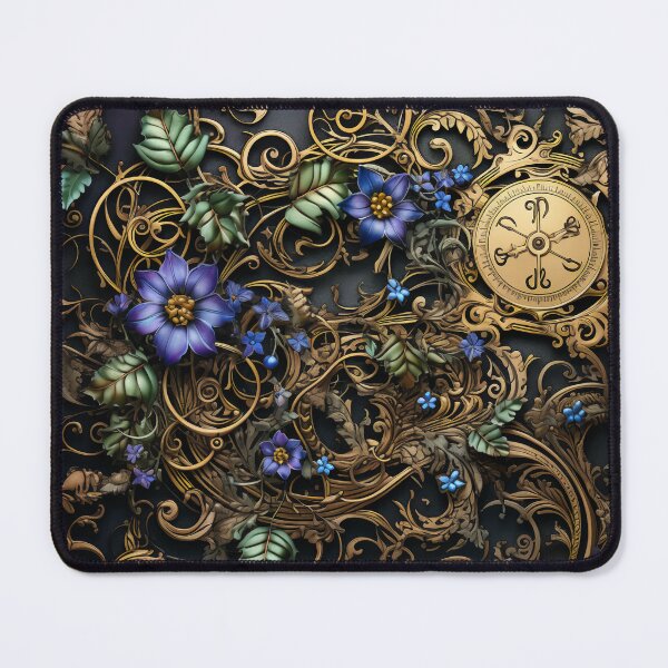 Item preview, Steampunk Flowers and Rusty Clockwork with Dark Background designed and sold by BrandonArtWorld.