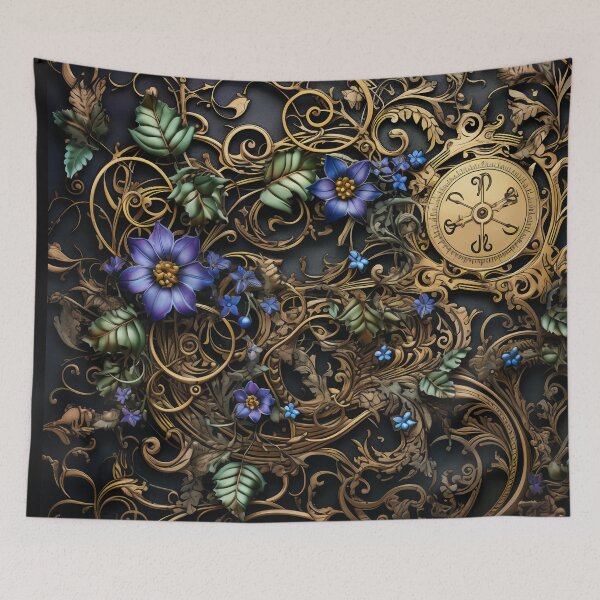 Item preview, Steampunk Flowers and Rusty Clockwork with Dark Background designed and sold by BrandonArtWorld.