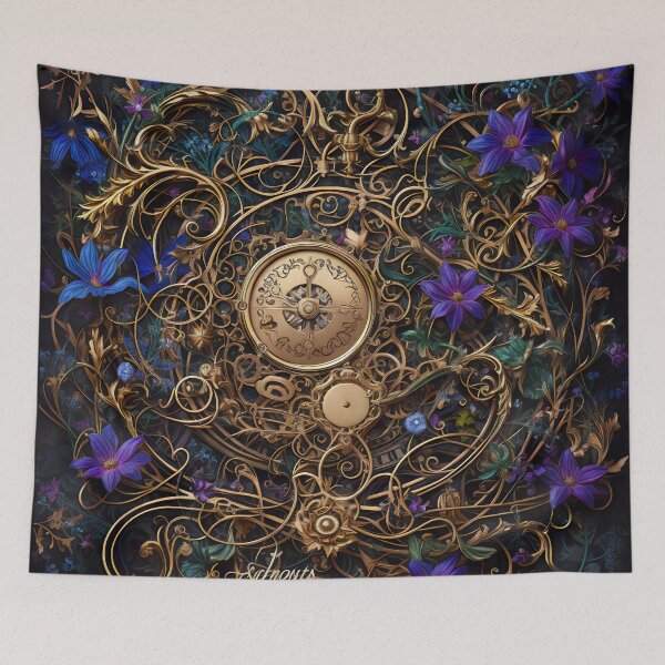 Item preview, Steampunk Flowers and Rusty Clockwork with Dark Background designed and sold by BrandonArtWorld.