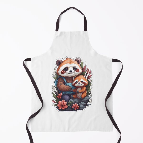 Item preview, cute red panda with flowers family of baby ailurus fulgens watercolor chibi kawaii vintage funny father and son designed and sold by Print&Perfection ⭐⭐⭐⭐⭐.