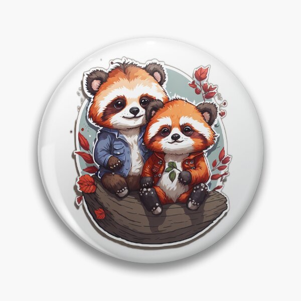 Item preview, cute red panda with flowers family of baby ailurus fulgens watercolor chibi kawaii vintage funny designed and sold by Print&Perfection  ⭐⭐⭐⭐⭐.