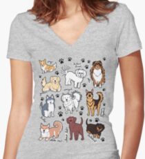 Camiseta entallada de cuello en V Perros lindos! 10 razas