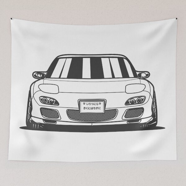 Item preview, MONOCHROME BLACK AND WHITE MAZDA RX-7  designed and sold by TrilogyMerch.