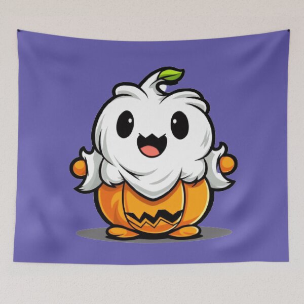 Item preview, pumpkin with Ghost: Spooky Duo T-Shirt designed and sold by Rebekkahsdesign.