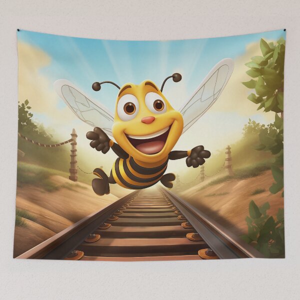 Item preview, Honeybee 3 over railroad tracks designed and sold by DigitiDaydreams.