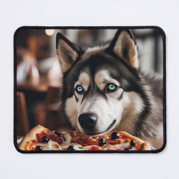 Item preview, A dog in a restaurant eating pizza. designed and sold by solixsparkle.