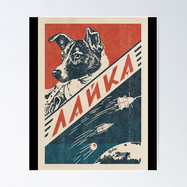 Item preview, Laika, Soviet space dog Vintage space poster 11  designed and sold by MichelleMorel.