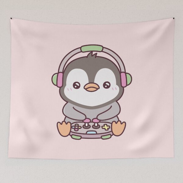 Item preview, Cute Little Penguin Gamer Playing Video Games designed and sold by rustydoodle.