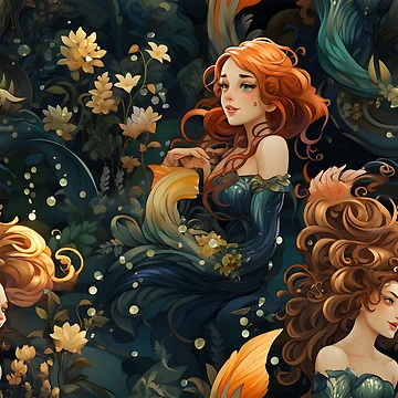 Artwork thumbnail, Mermaids Pattern 1 by DigitalPatternx