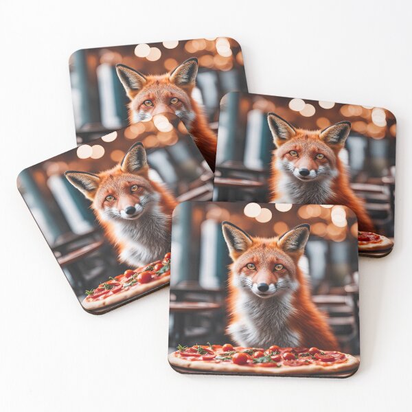 Item preview, A fox in the pizzeria eating pizza. designed and sold by solixsparkle.