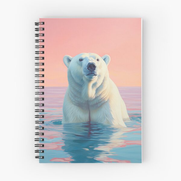Item preview, A polar bear immersed in water with the sunset in the background designed and sold by Elindith.