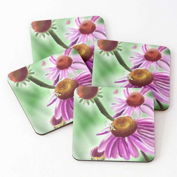 Item preview, Watercolor echinacea flower and bee designed and sold by Rachael Donohue.
