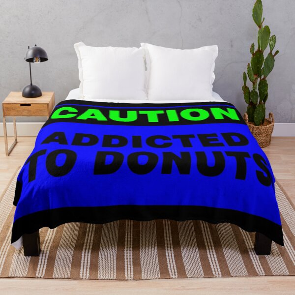 Item preview, Caution Addicted To Donuts, Blue Sign, Bold Black Lettering designed and sold by AASparksDesigns.