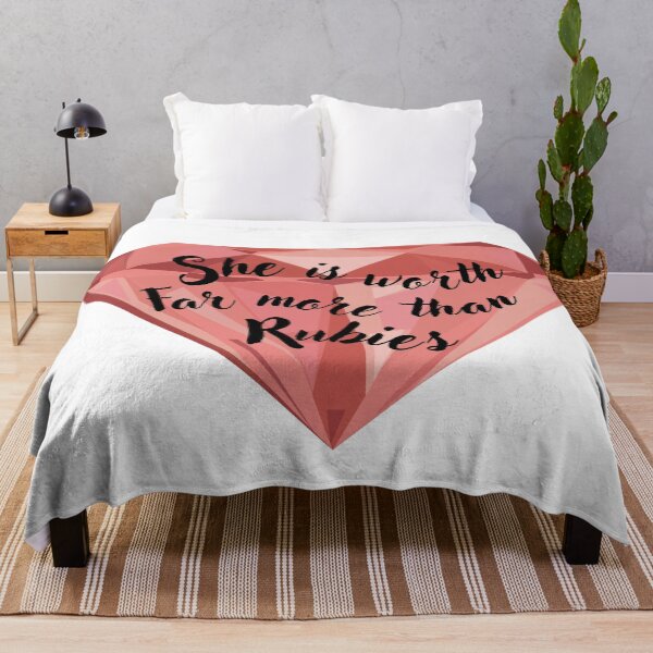 Item preview, "She is worth more than rubies" bible verse for women designed and sold by Put-God-First.