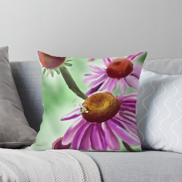 Item preview, Watercolor echinacea flower and bee designed and sold by Rachael Donohue.