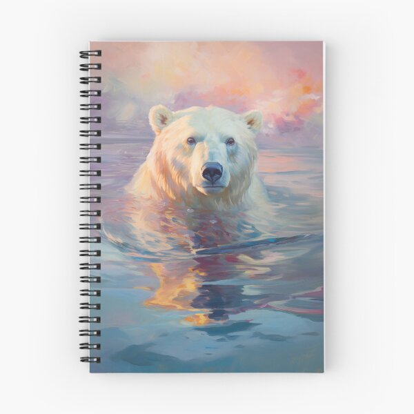 Item preview, Un oso polar dentro del agua con la puesta de sol en el fondo hermoso cielo arriba designed and sold by Elindith.