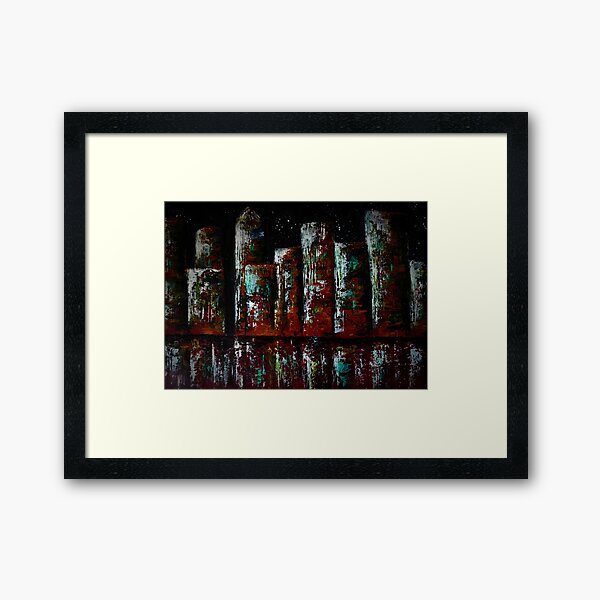 Abstract ”City skyline at night” Framed Art Print