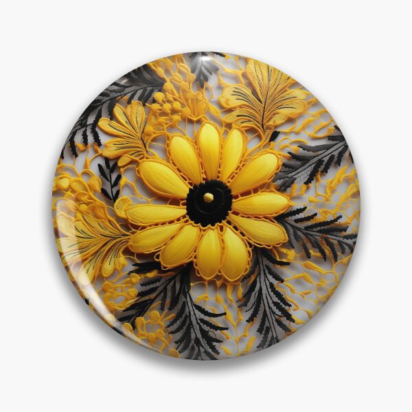 Item preview,  beautiful yellow and black embroidery fresh design pattern  designed and sold by Trendy-Artistry.