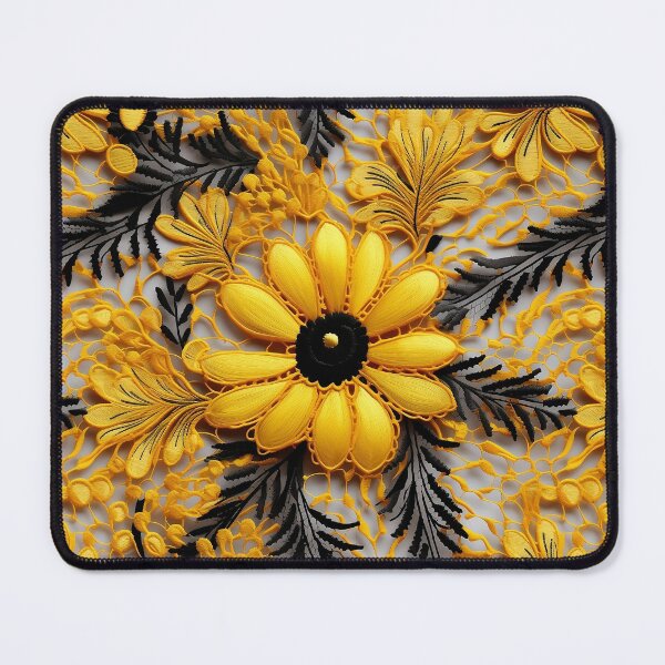 Item preview, beautiful yellow and black embroidery fresh design pattern designed and sold by Trendy-Artistry.