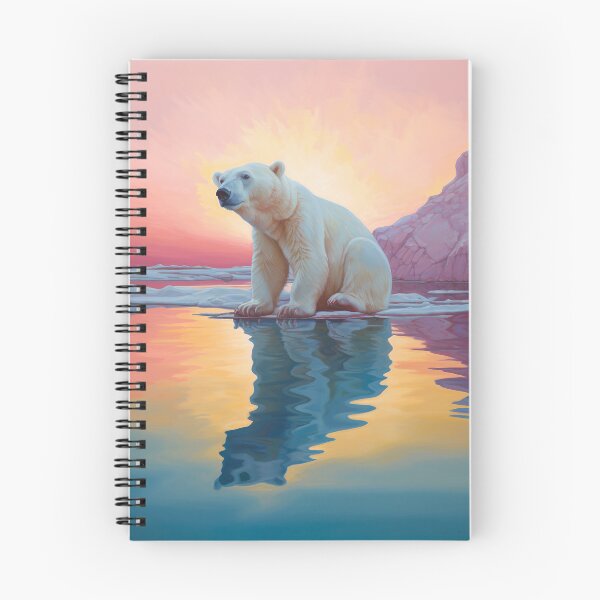 Item preview, A polar bear sitting on an iceberg looking to the left with the sunset in the background designed and sold by Elindith.