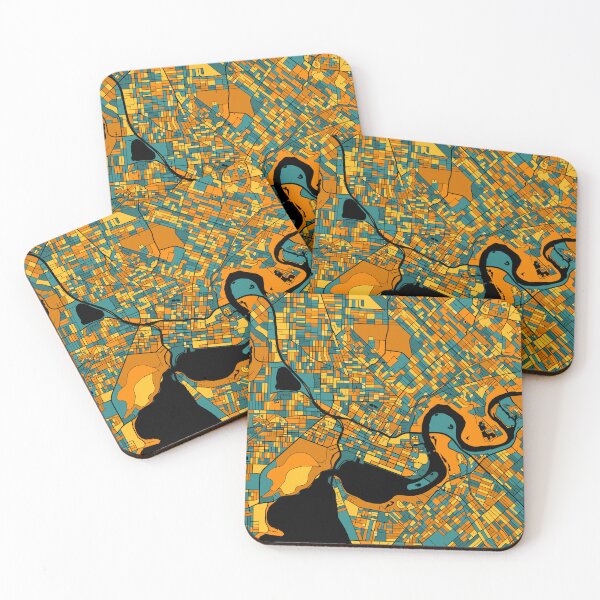 Item preview, Perth Map Pattern in Orange & Teal designed and sold by PatternMaps.