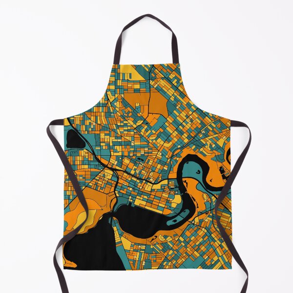 Item preview, Perth Map Pattern in Orange & Teal designed and sold by PatternMaps.