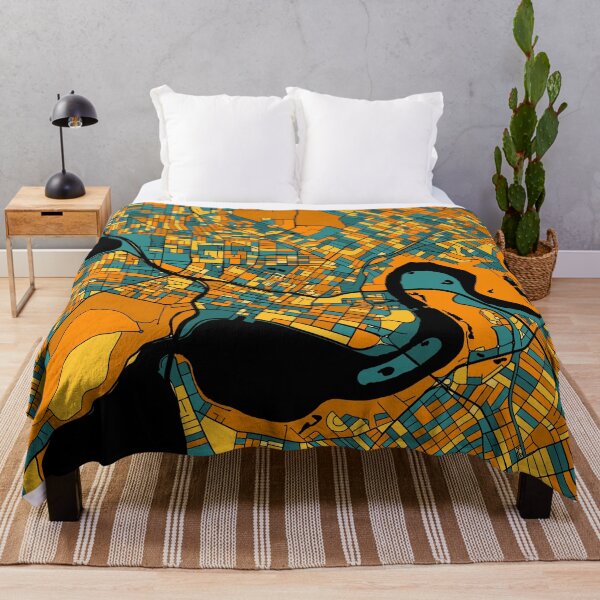 Item preview, Perth Map Pattern in Orange & Teal designed and sold by PatternMaps.