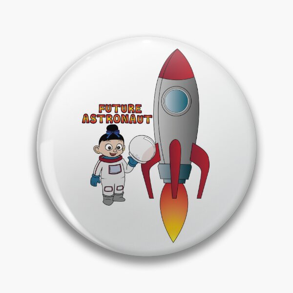 Item preview, 'Future Astronaut' Girl with Rocket (Black Hair) designed and sold by ThingsByNin.