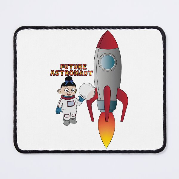Item preview, 'Future Astronaut' Girl with Rocket (Black Hair) designed and sold by ThingsByNin.