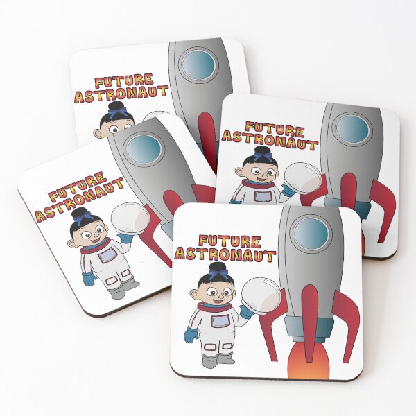 Item preview, 'Future Astronaut' Girl with Rocket (Black Hair) designed and sold by ThingsByNin.