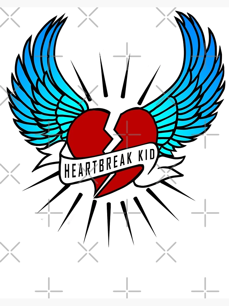 Heartbreak Kid - blue wings, black broken heart