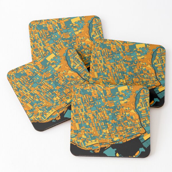 Item preview, Toronto Map Pattern in Orange & Teal designed and sold by PatternMaps.