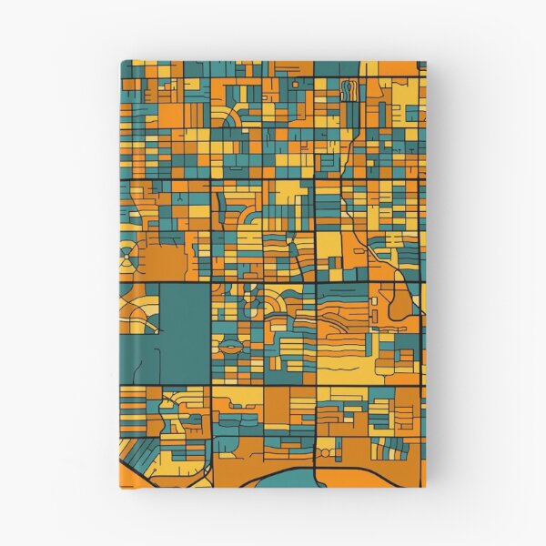 Artikelvorschau, Tucson-Kartenmuster in Orange und Blaugrün entworfen und verkauft von PatternMaps.