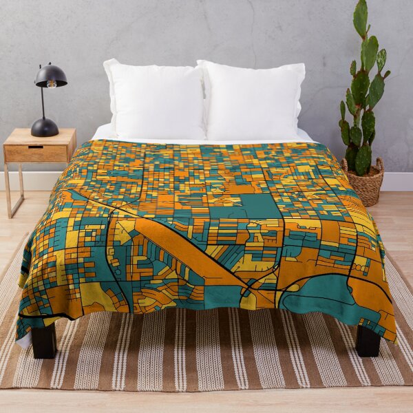 Item preview, Tucson Map Pattern in Orange & Teal designed and sold by PatternMaps.