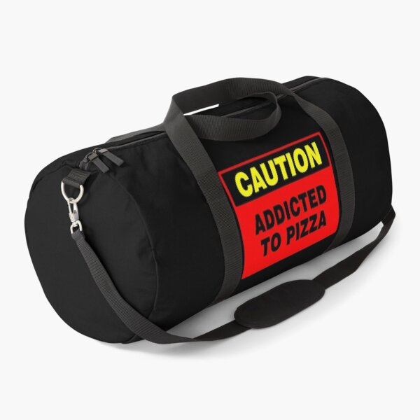 Item preview, Caution Addicted To Pizza, Red Sign, Bold Black and Yellow Lettering designed and sold by AASparksDesigns.