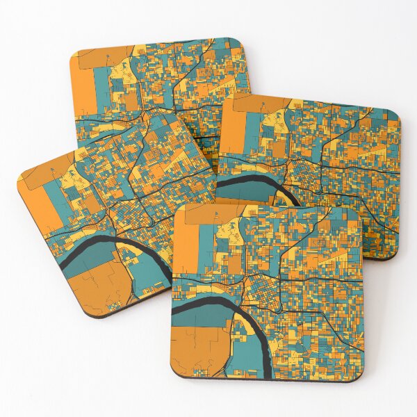 Item preview, Tulsa Map Pattern in Orange & Teal designed and sold by PatternMaps.