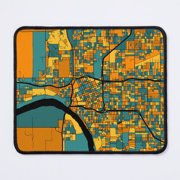 Item preview, Tulsa Map Pattern in Orange & Teal designed and sold by PatternMaps.