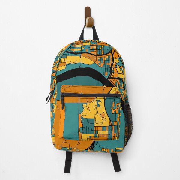 Item preview, Tulsa Map Pattern in Orange & Teal designed and sold by PatternMaps.