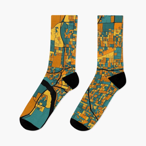 Item preview, Tulsa Map Pattern in Orange & Teal designed and sold by PatternMaps.