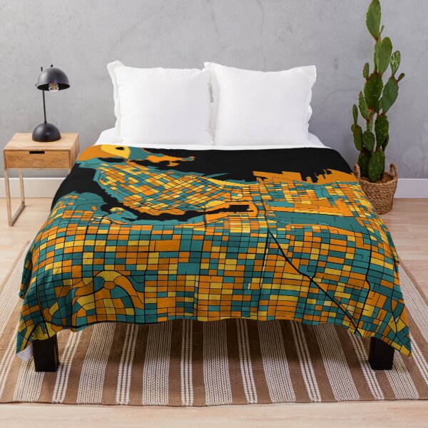 Item preview, Patrón de mapa de Vancouver en naranja y verde azulado designed and sold by PatternMaps.